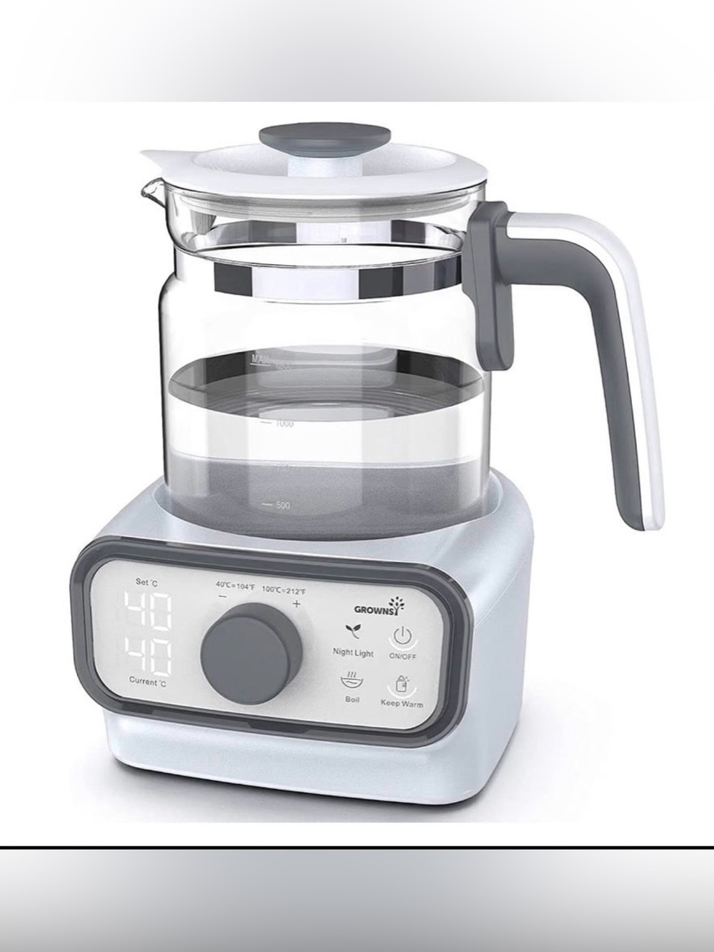 GROWNSY Baby Instant Warmer & Glass Water Boiler with LCD Display and Timer